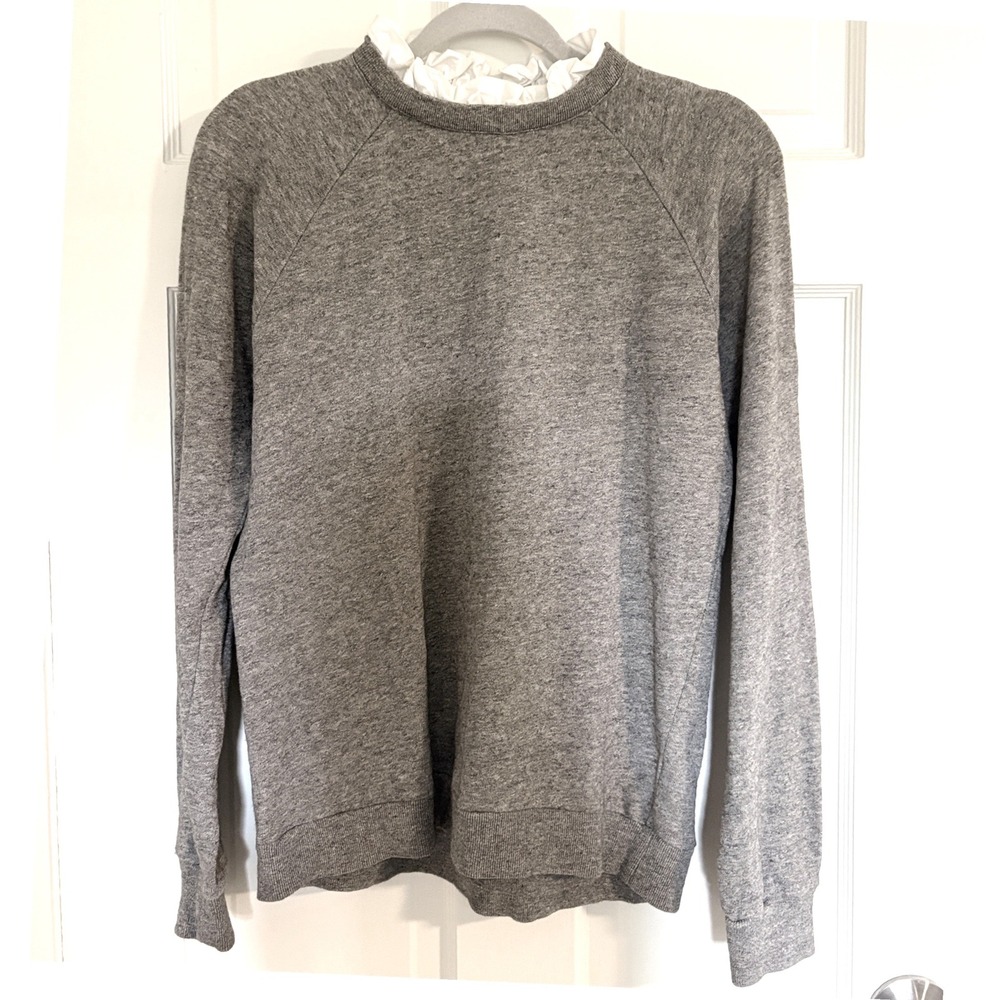 J.Crew Womens Heather Grey Ruffle Collar Back Zip Sweatshirt 04834 Gray Medium